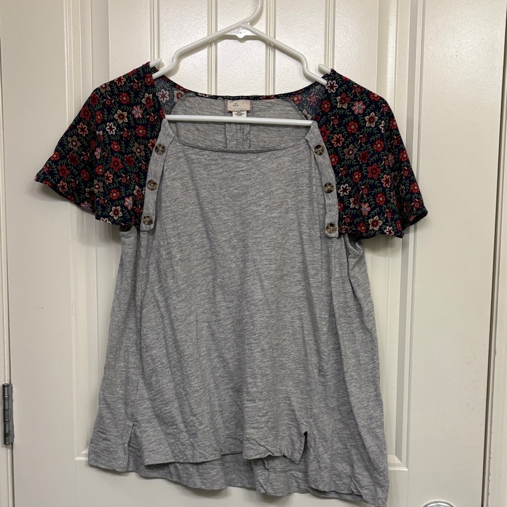 Anthropologie Postage Stamp Amberly 9-H15 STCL short sleeve‎ top blouse